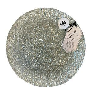 Akcam Turkish Glass 8in Appetizer | Dessert Plate Set of 4 Clear Frosted NEW